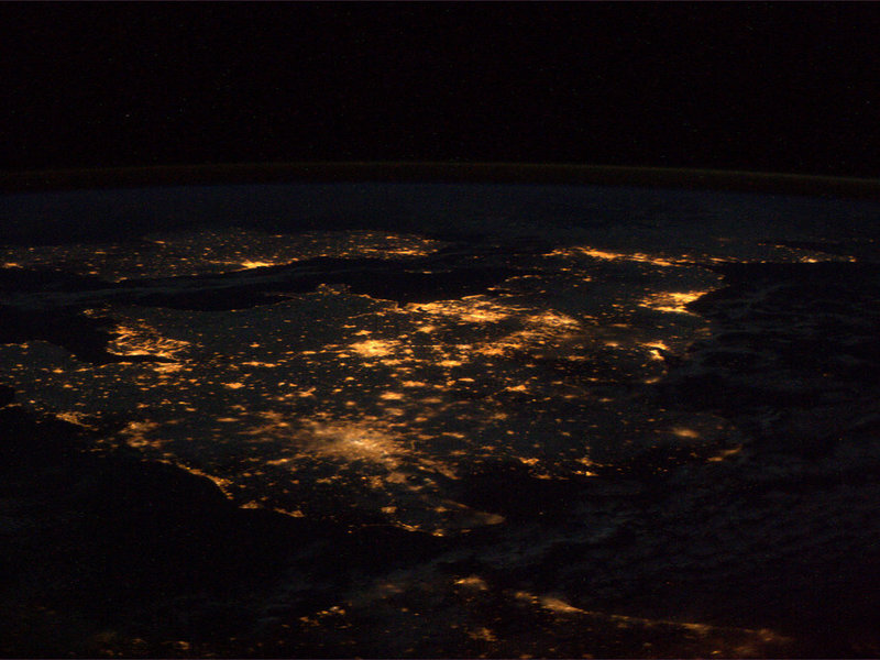Earth from Space at Night — Black, Serene