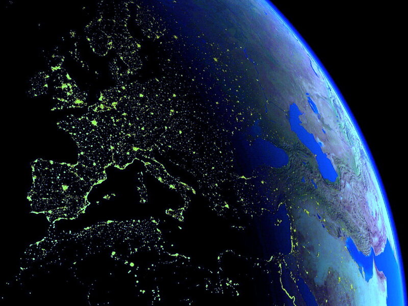Earth from Space at Night — Blue, Dramatic, Photograph
