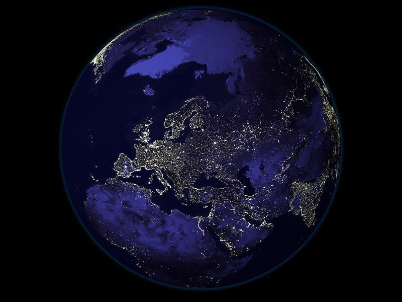 Earth from Space at Night — Blue, Serene