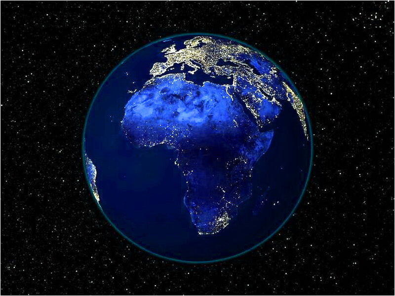 Earth from Space at Night — Blue