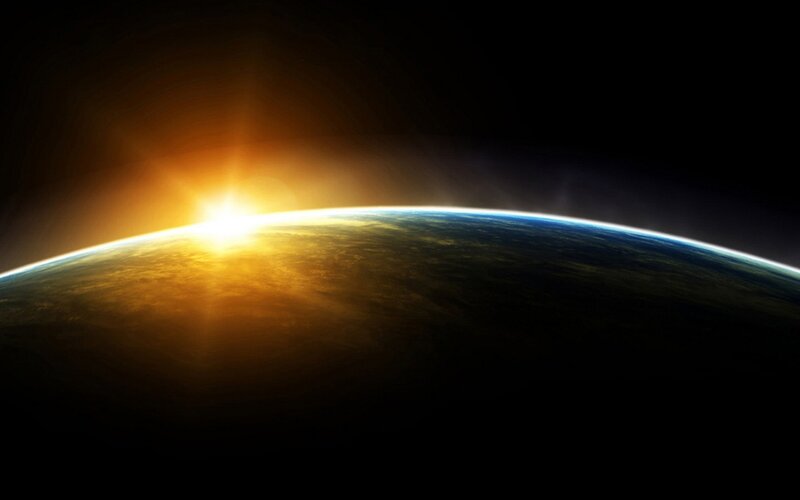 Earth from space at sunrise