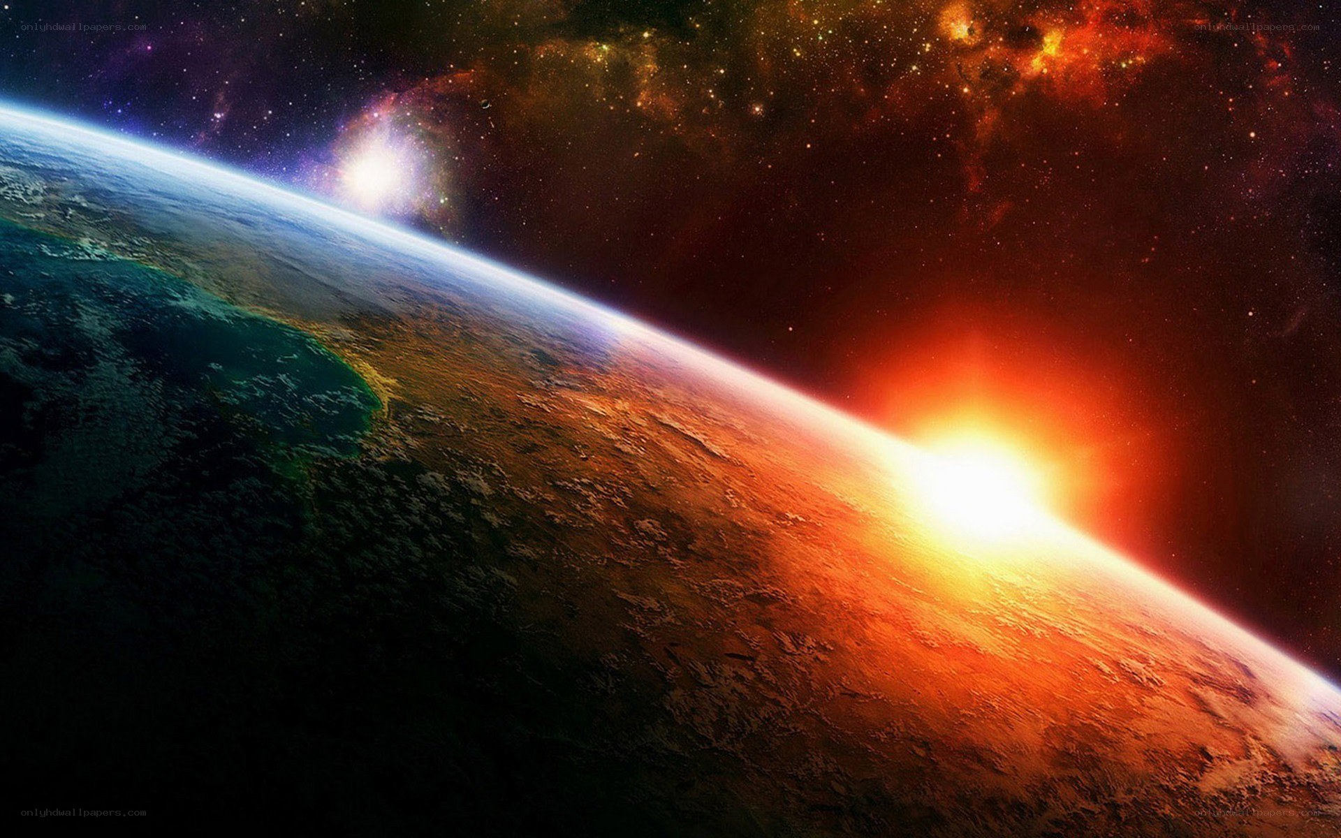 Earth from space at sunrise