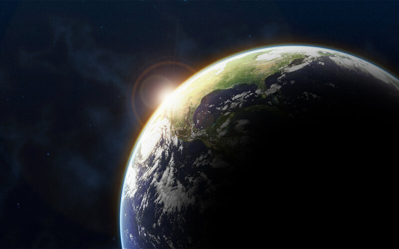Earth from space at sunrise