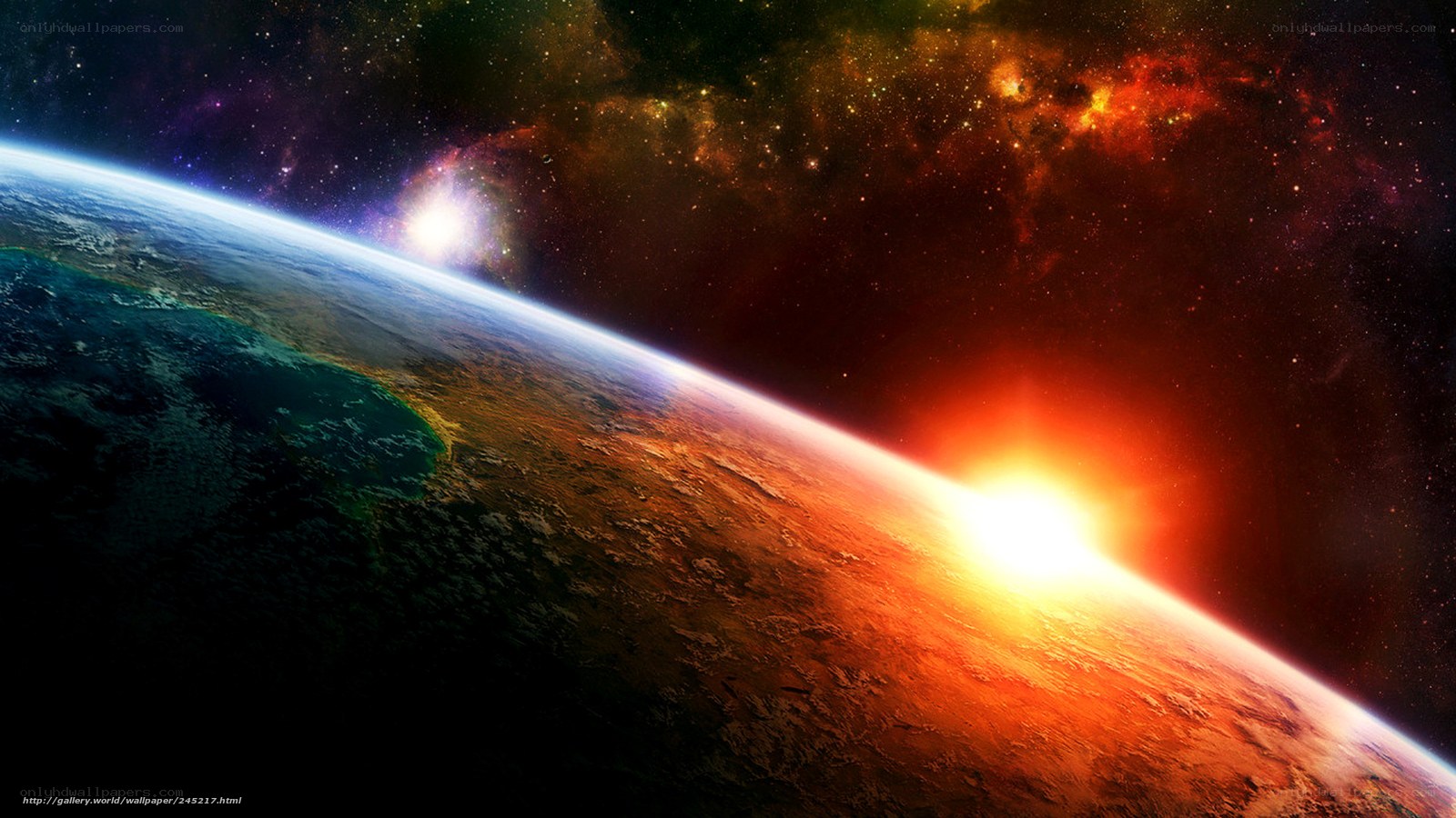 Earth from space at sunrise