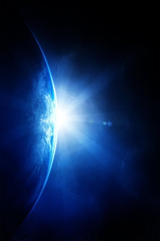 Earth from space at sunrise