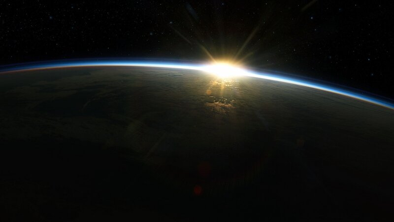 Earth from space at sunrise