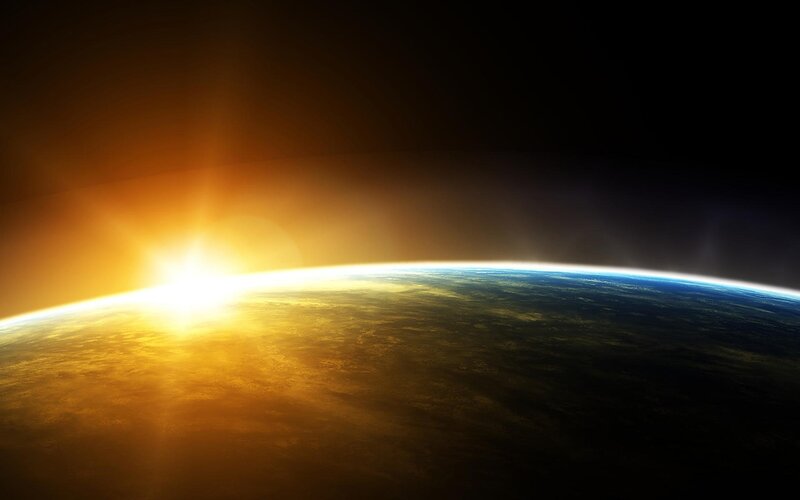Earth from space at sunrise