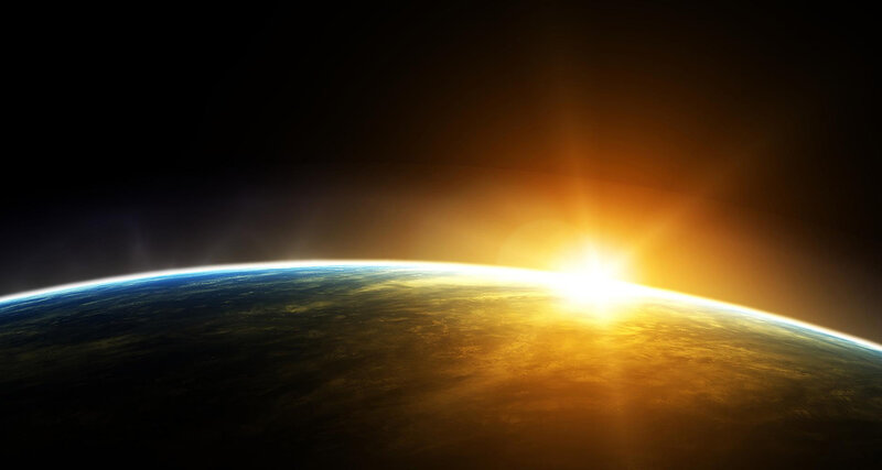 Earth from space at sunrise