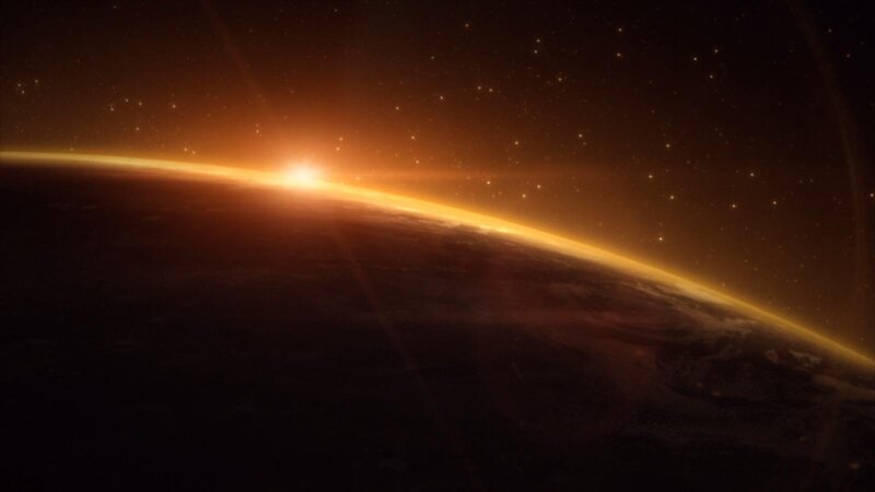 Earth from space at sunrise