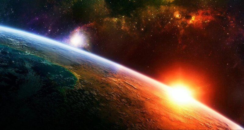 Earth from space at sunrise