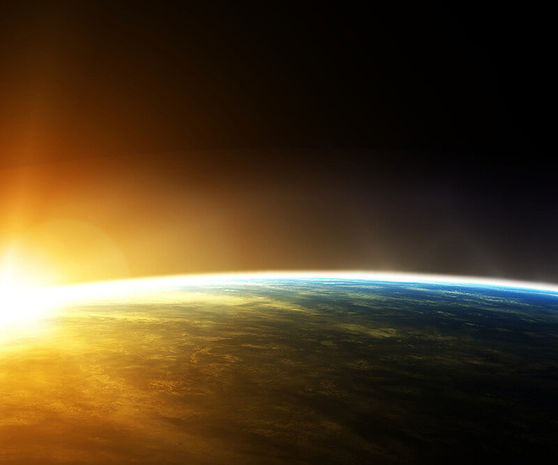 Earth from space at sunrise