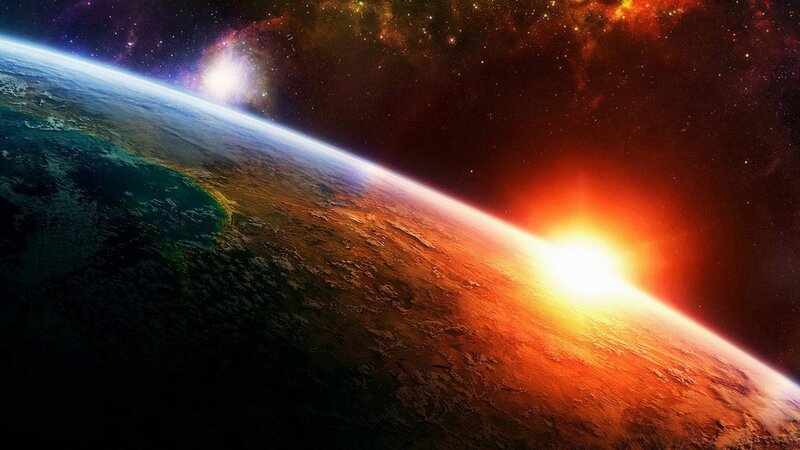 Earth from space at sunrise