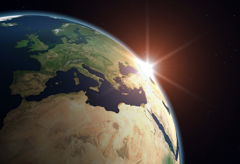 Earth from space at sunrise