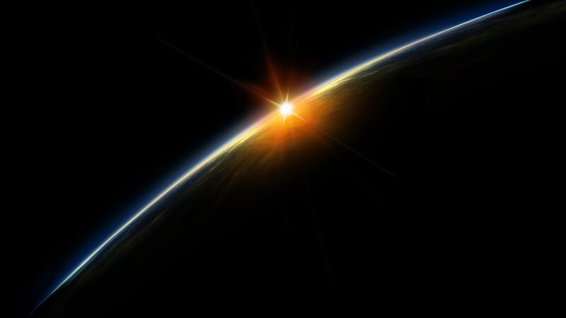 Earth from space at sunrise