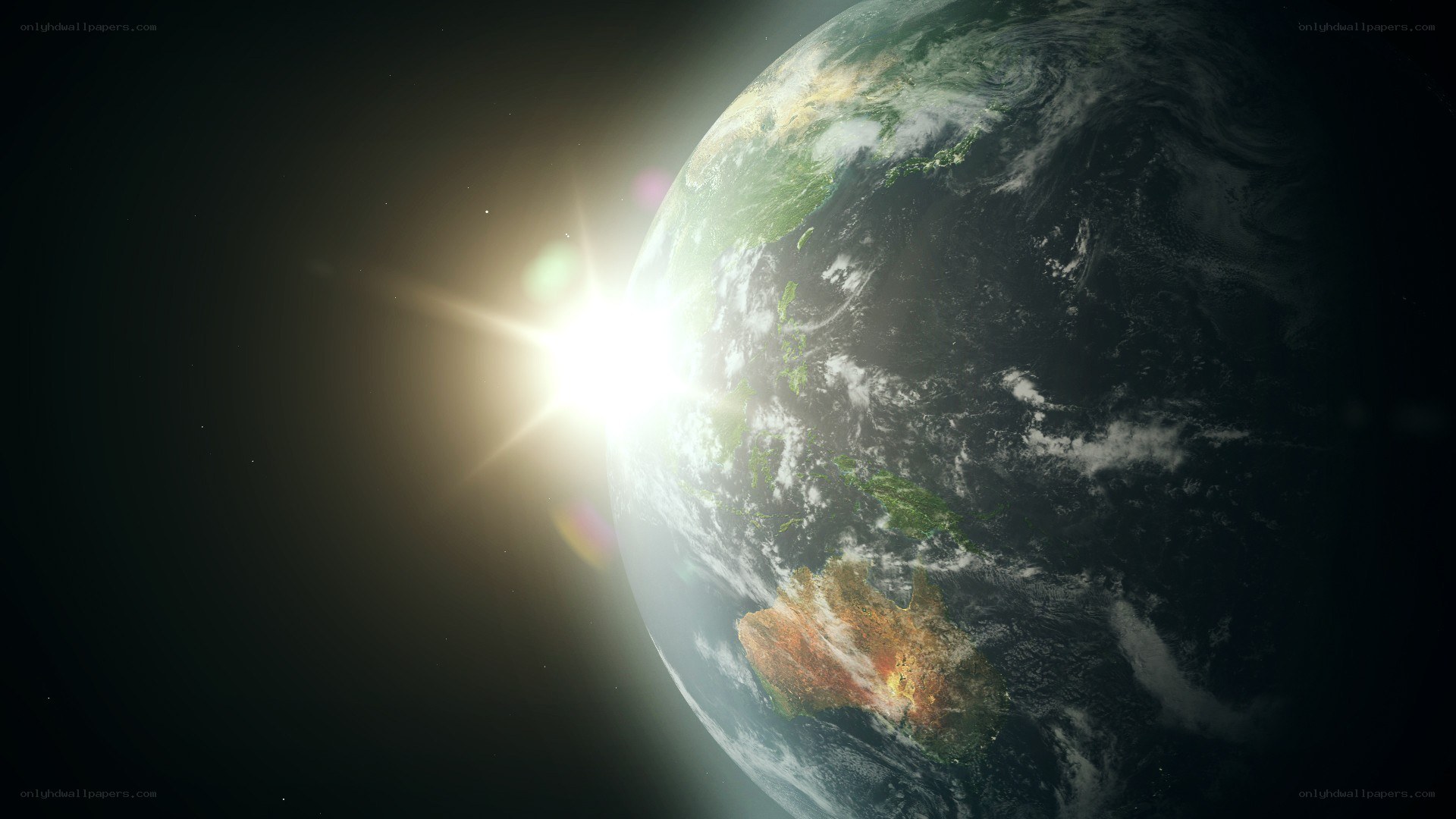 Earth from space at sunrise