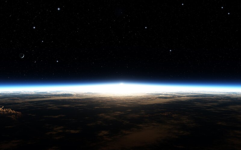 Earth from space at sunrise