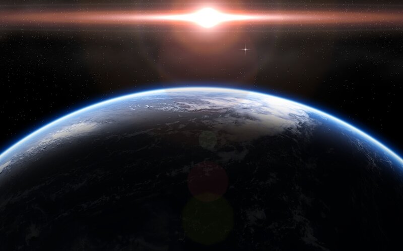 Earth from space at sunrise
