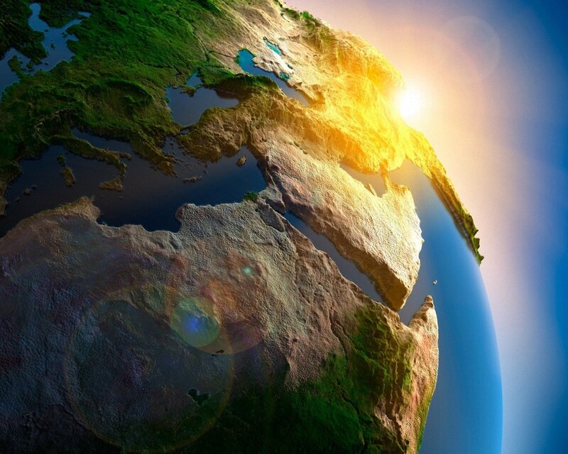 Earth from space at sunrise