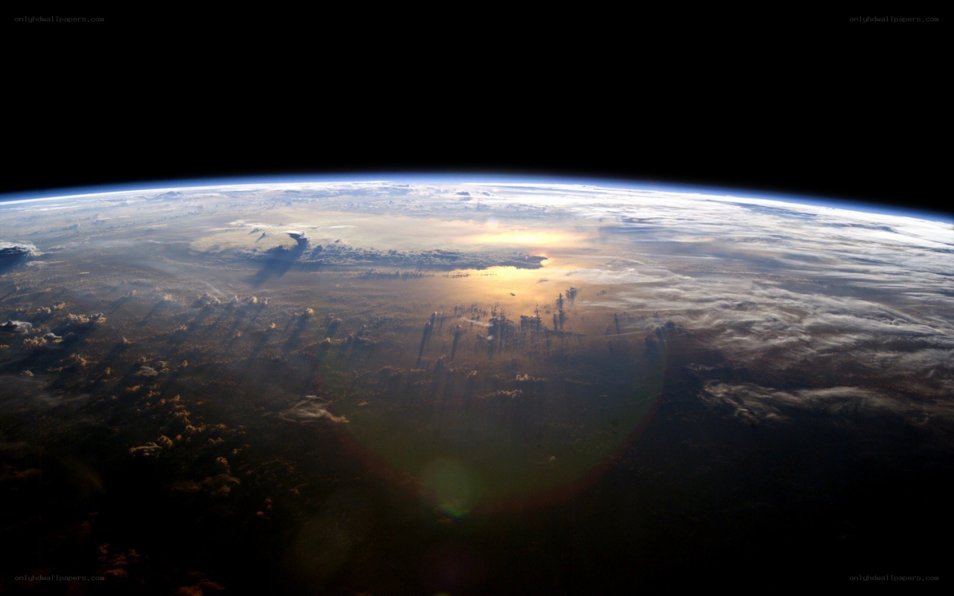 Earth from space at sunrise