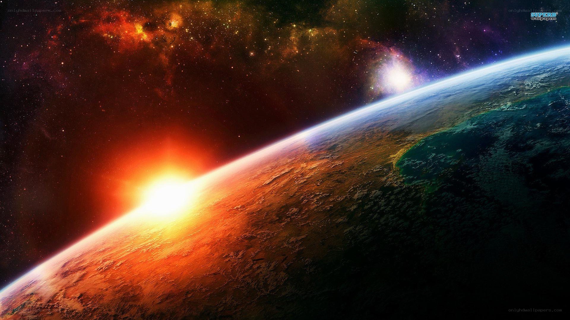 Earth from space at sunrise
