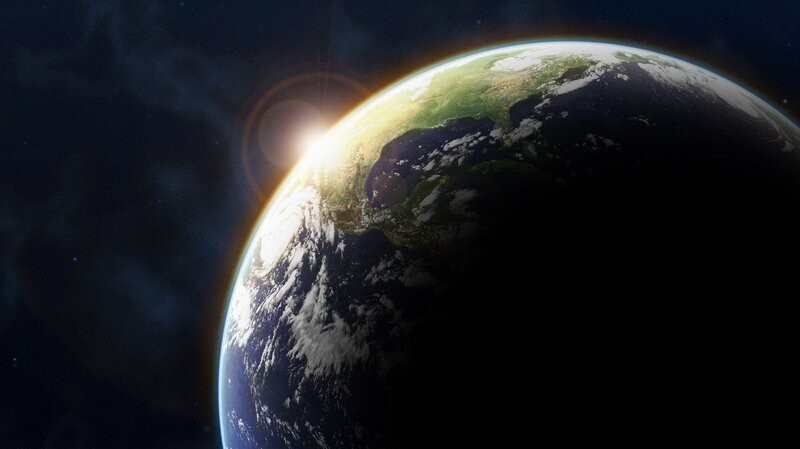 Earth from space at sunrise