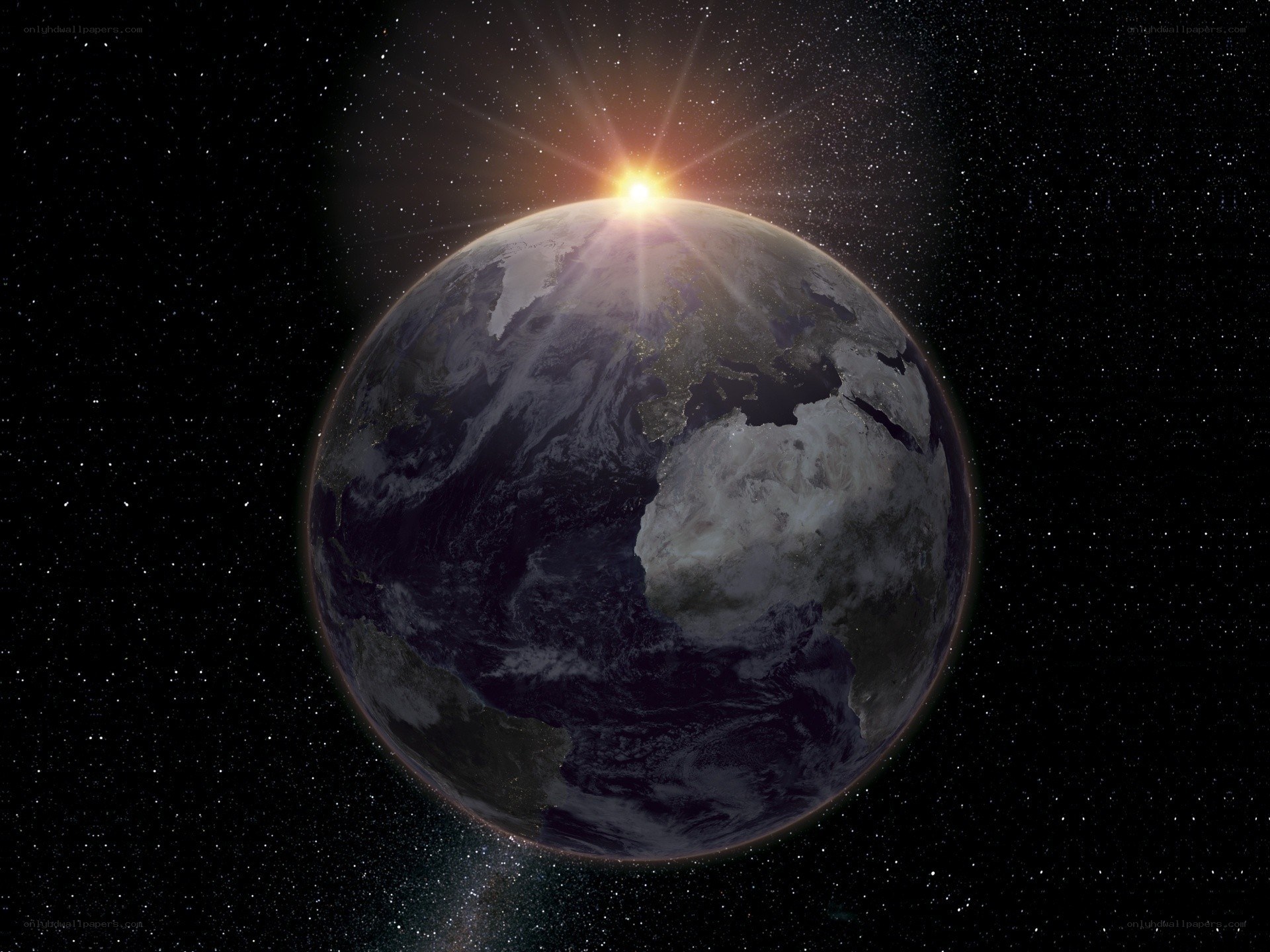 Earth from space at sunrise