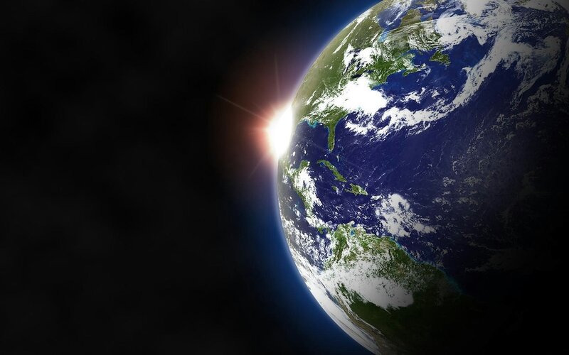 Earth from space at sunrise