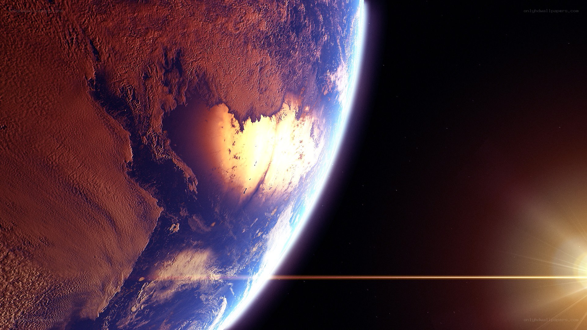 Earth from space at sunrise