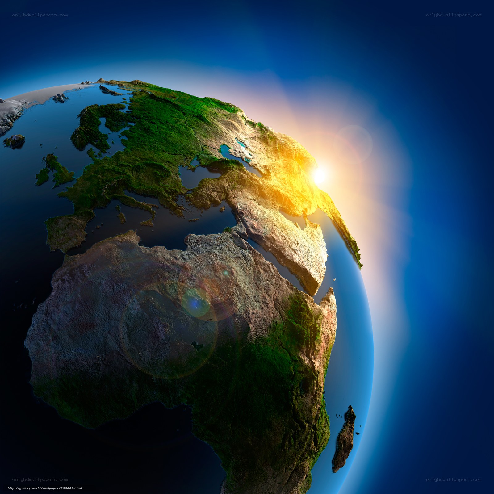 Earth from space at sunrise