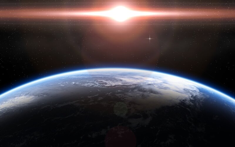 Earth from space at sunrise