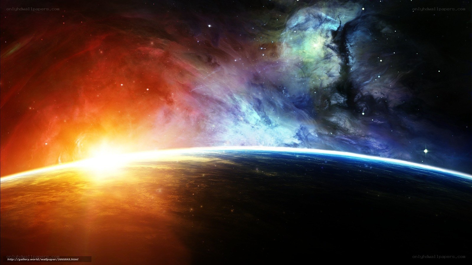 Earth from space at sunrise