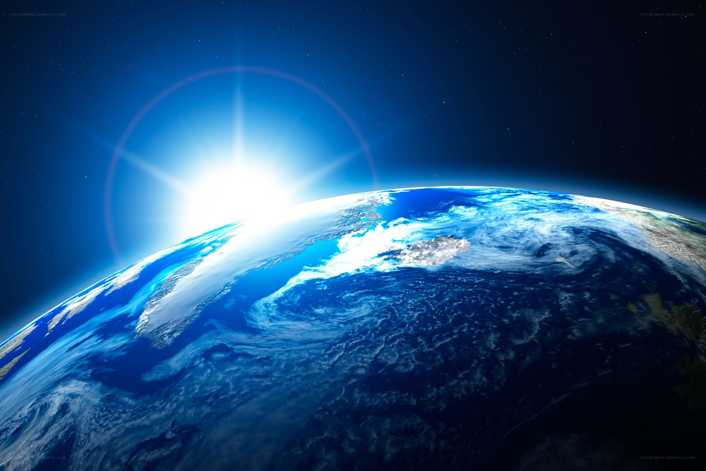 Earth from space at sunrise