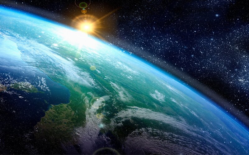 Earth from space at sunrise