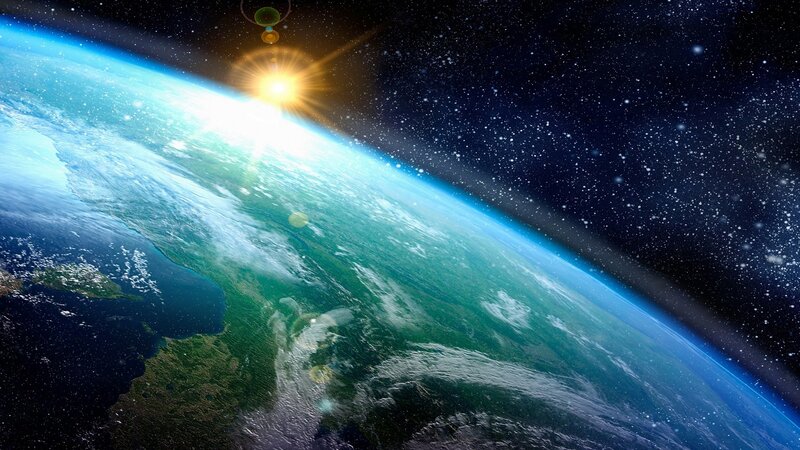Earth from space at sunrise
