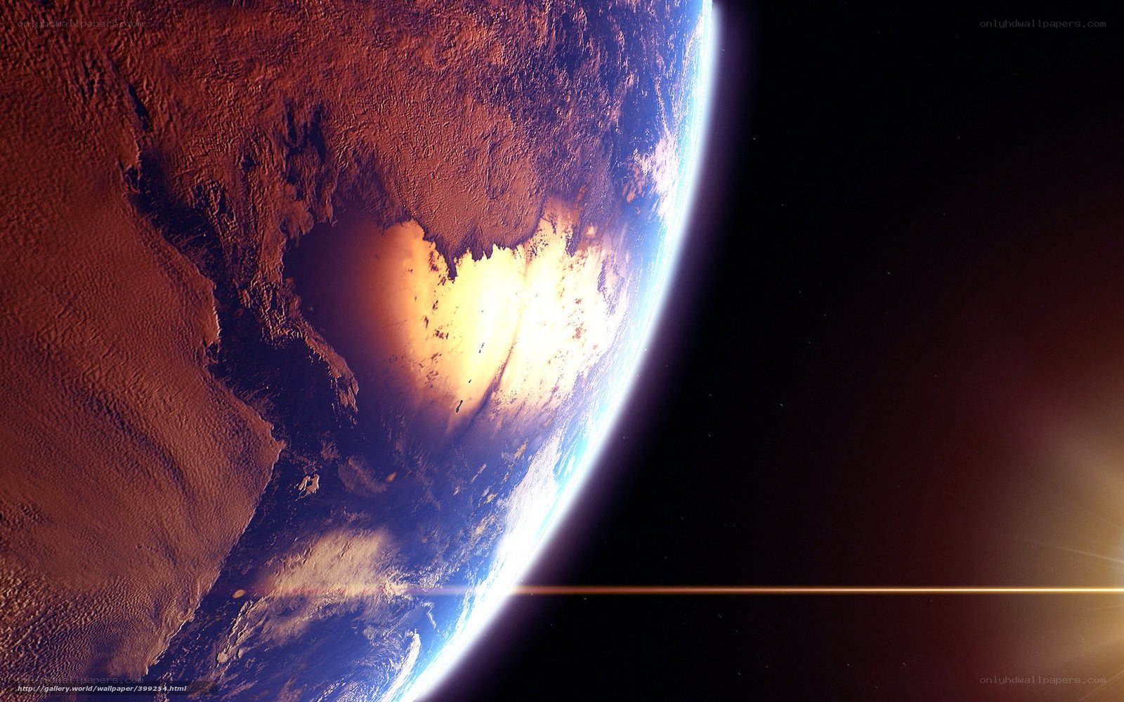 Earth from space at sunrise