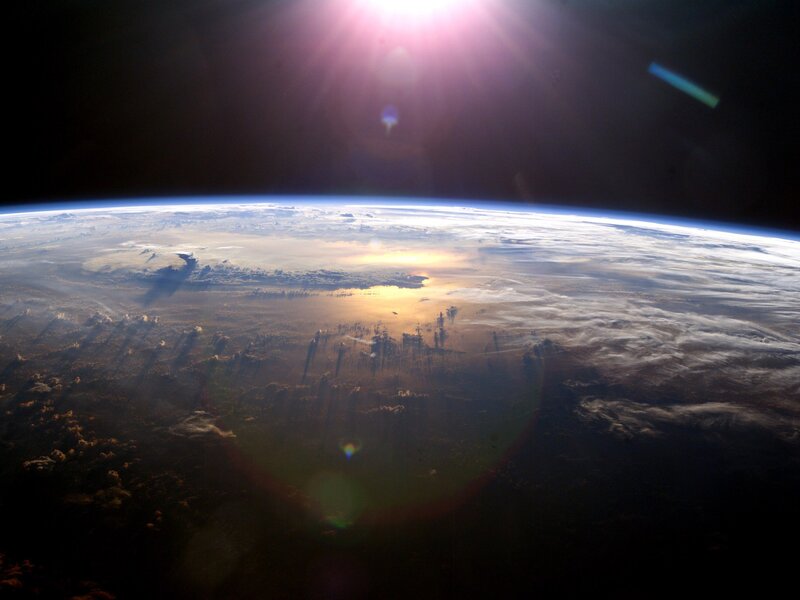 Earth from space at sunrise