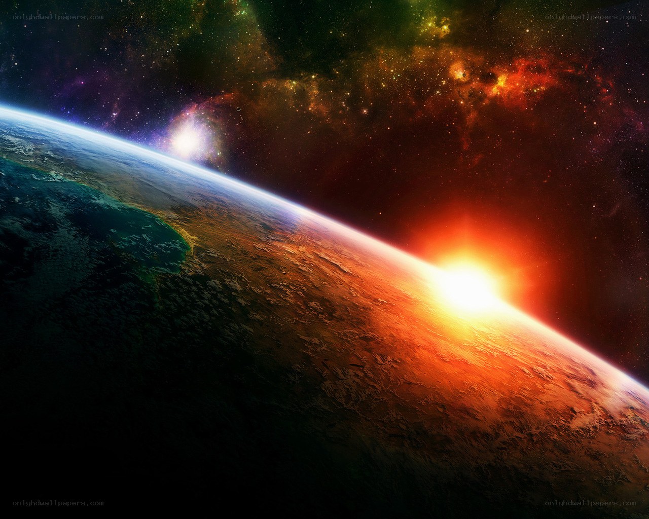 Earth from space at sunrise