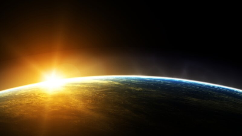 Earth from space at sunrise