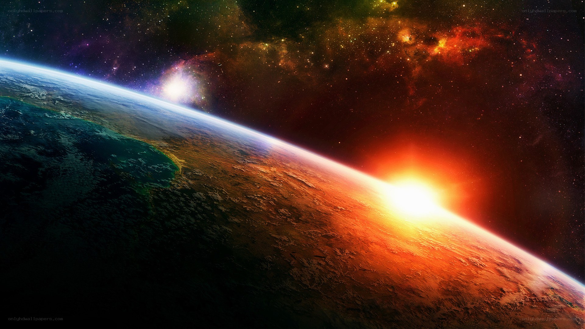 Earth from space at sunrise
