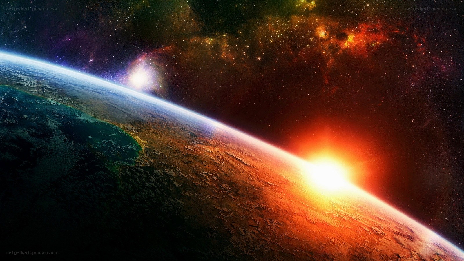 Earth from space at sunrise