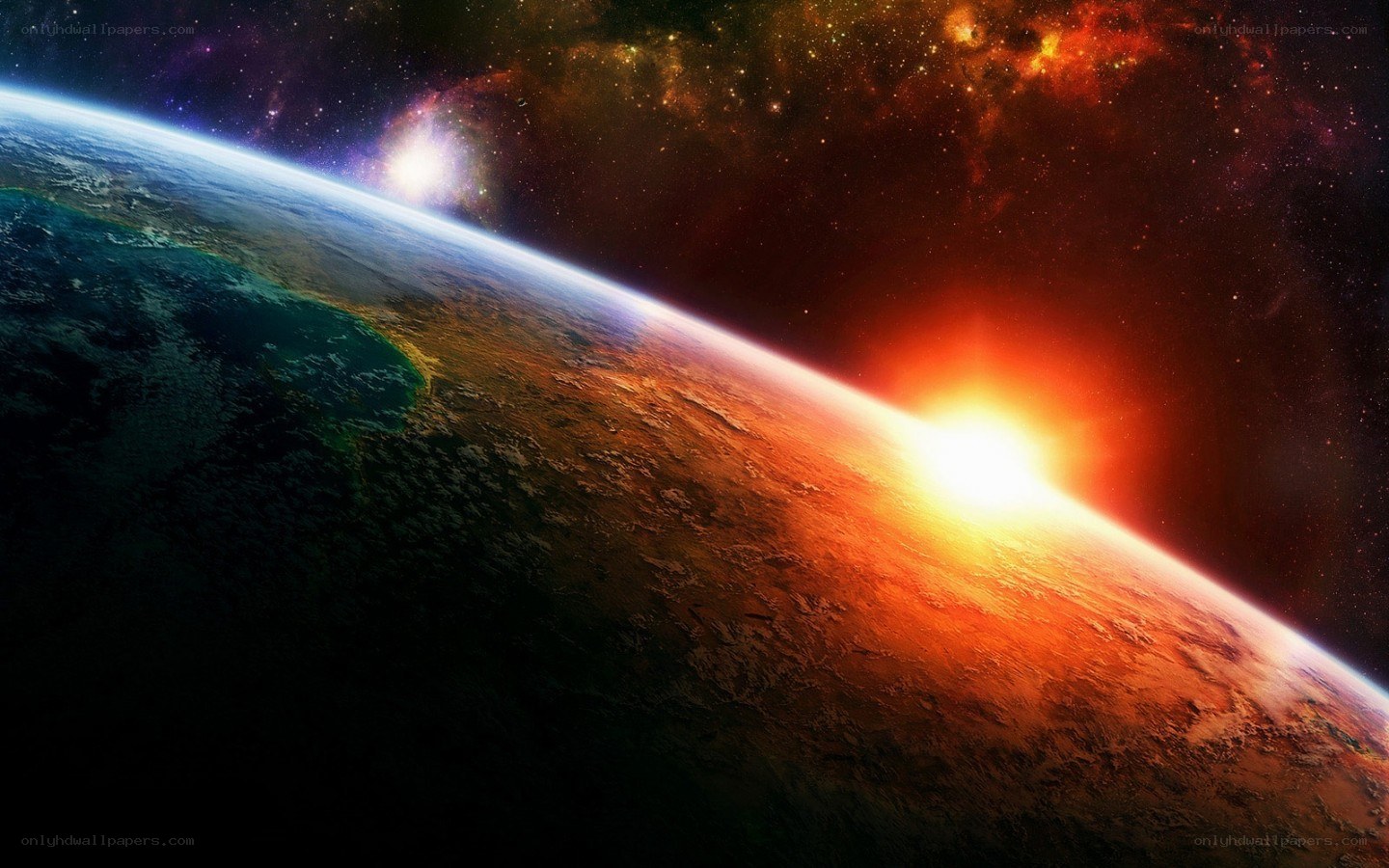 Earth from space at sunrise