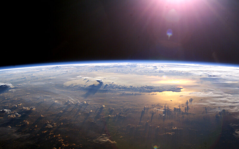 Earth from space at sunrise