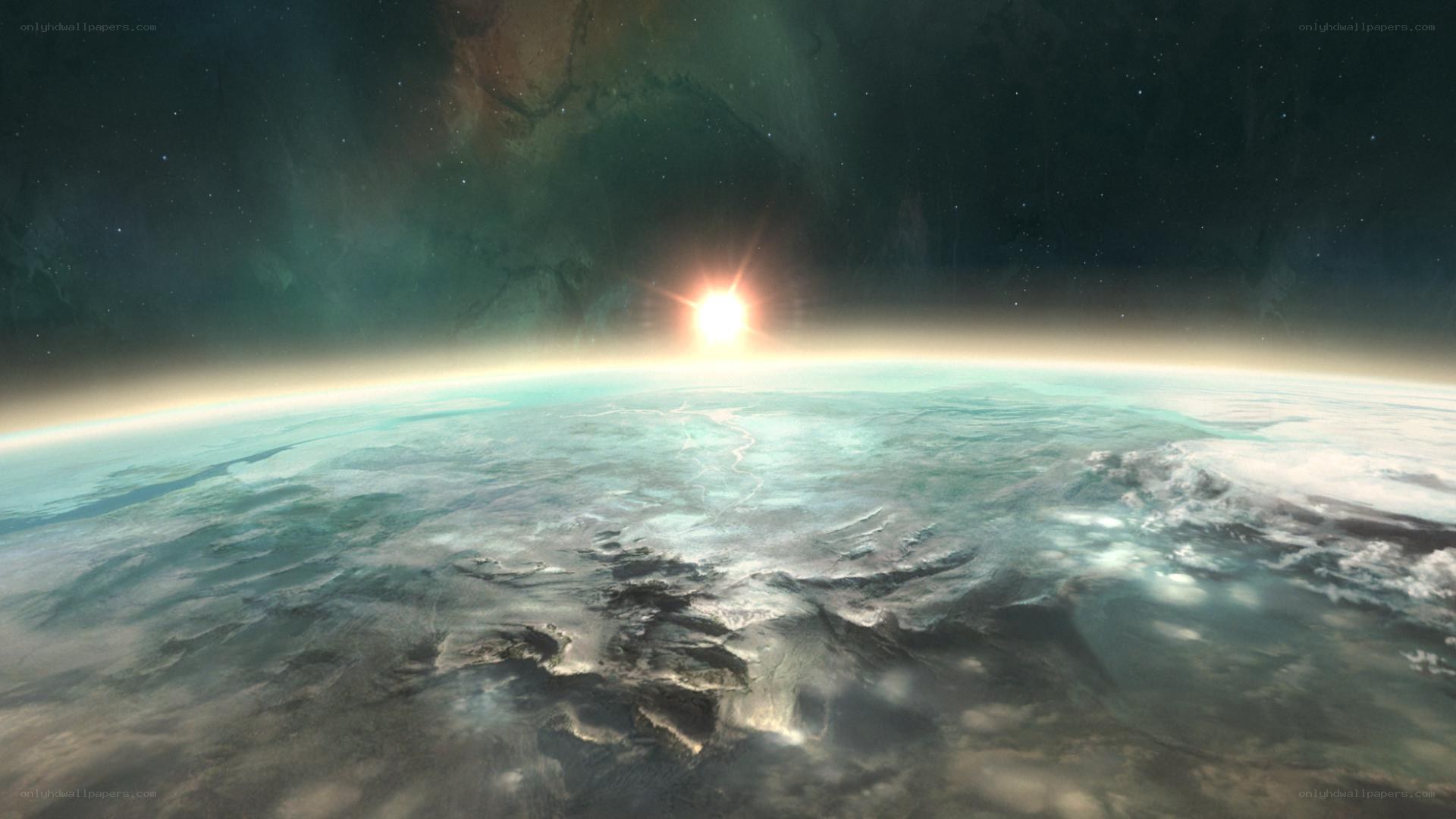 Earth from space at sunrise