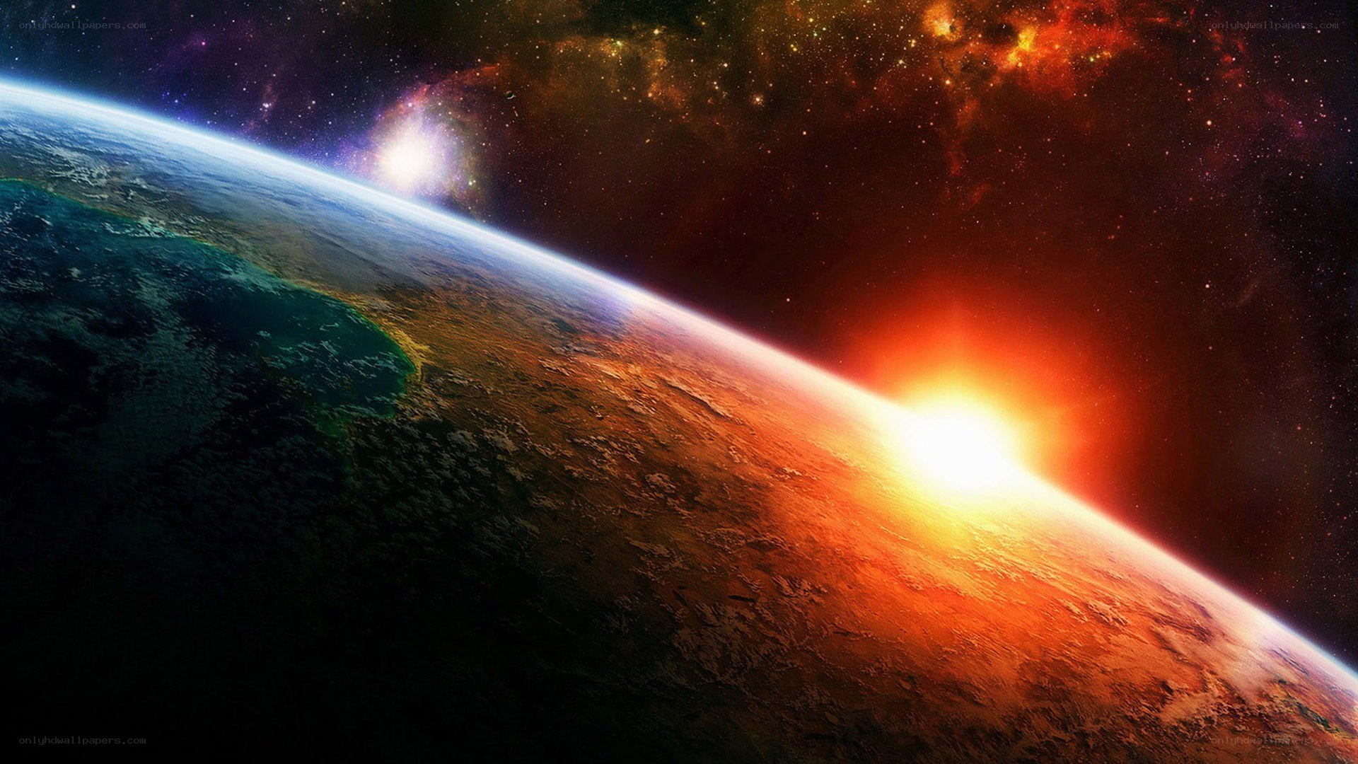 Earth from space at sunrise