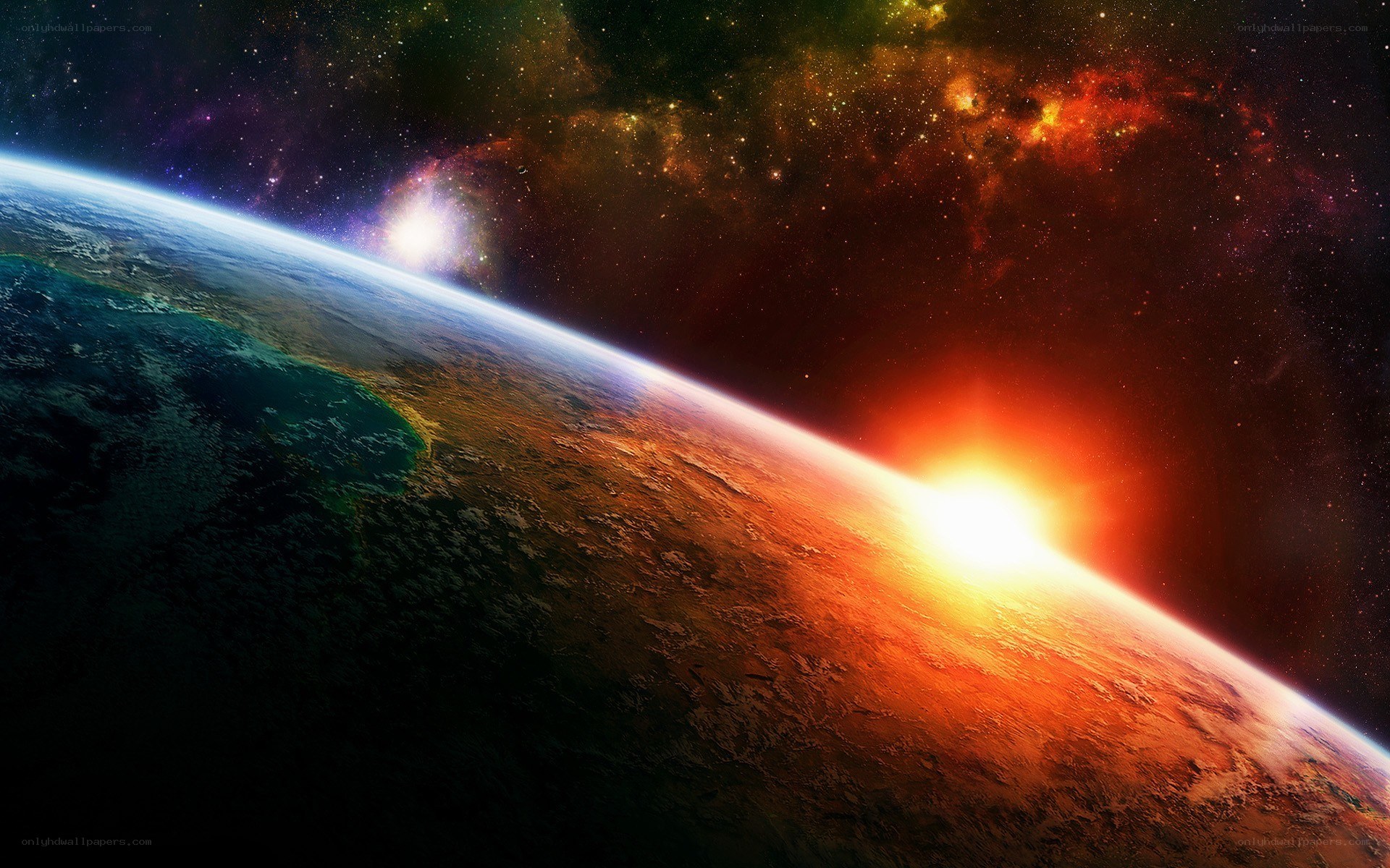 Earth from space at sunrise