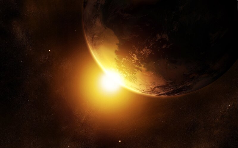Earth from space at sunrise