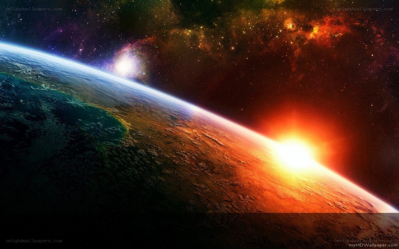 Earth from space at sunrise