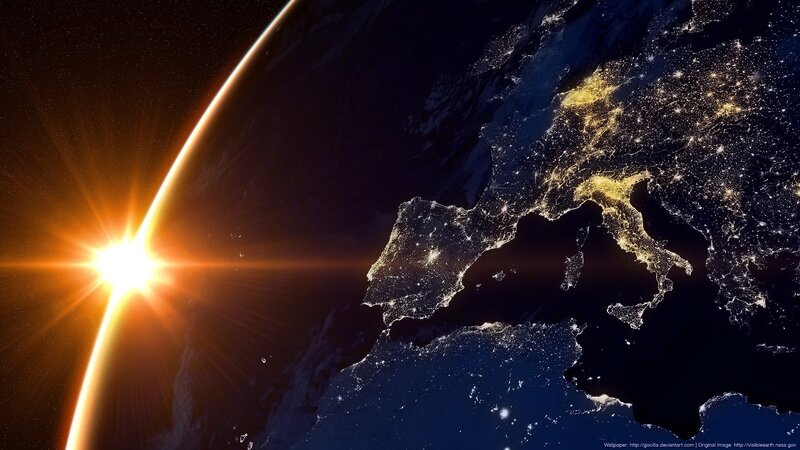 Earth from Space at Sunrise — Blue, Dramatic
