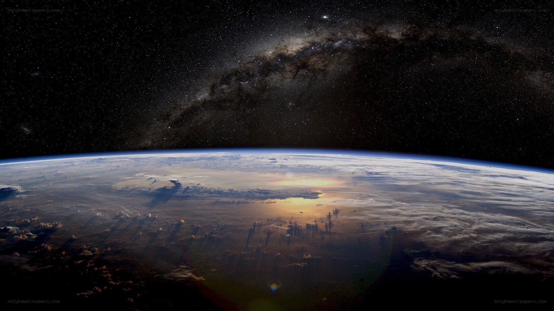 Earth from space at sunset