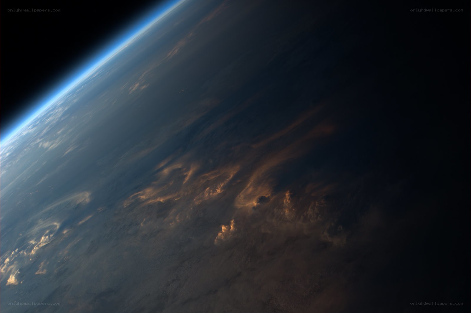 Earth from space at sunset